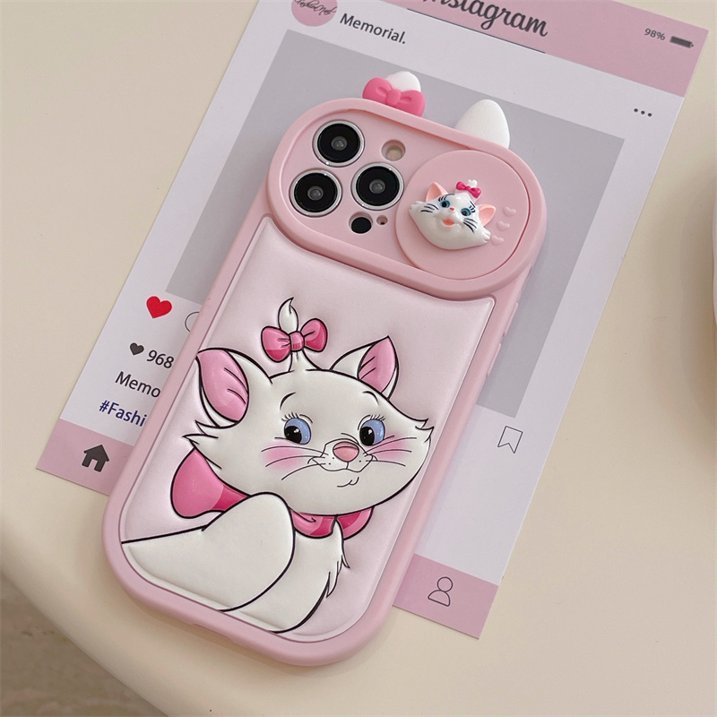 Disney Cute Pink Marie Cat Lanyard Phone Case