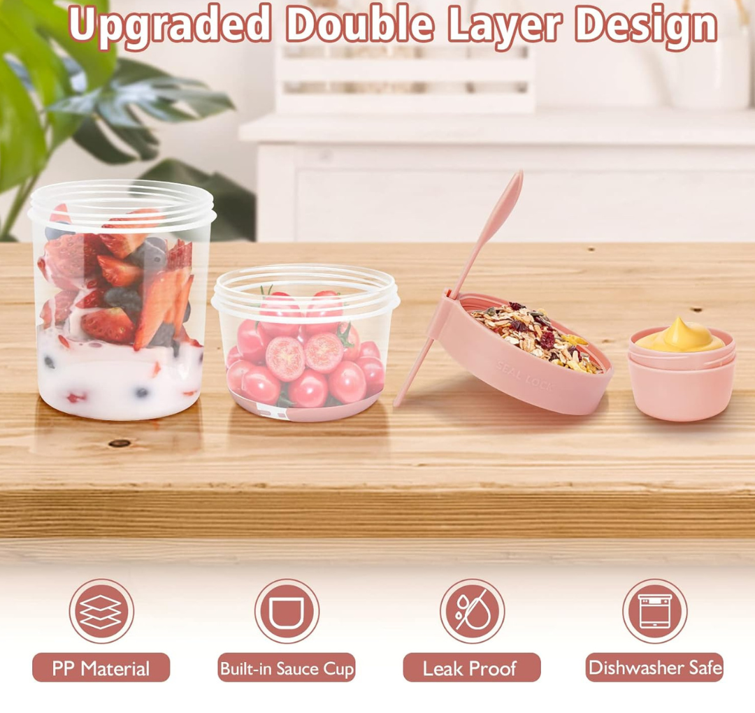 Dual-Compartment Smart Meal Multicolor Containers (Set of 3)