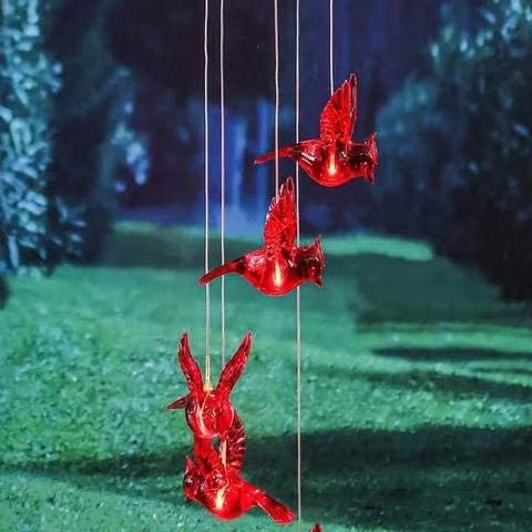 Solar Powered Cardinal Wind Chimes