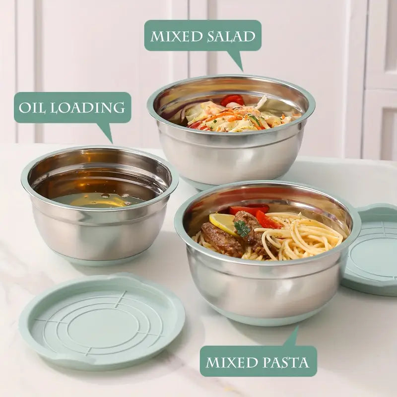 15PCS Stainless Steel Mixing Bowl Set with Airtight Lids