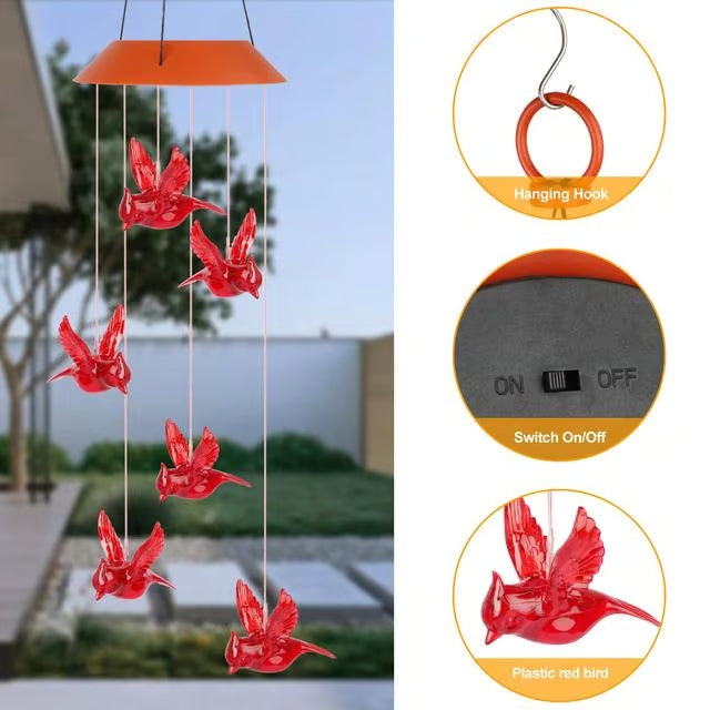 Solar Powered Cardinal Wind Chimes