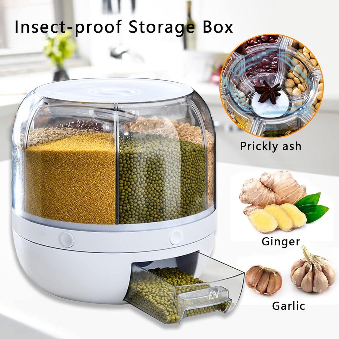 HexaDome 360° Rotating Grain Storage Container and Dispenser