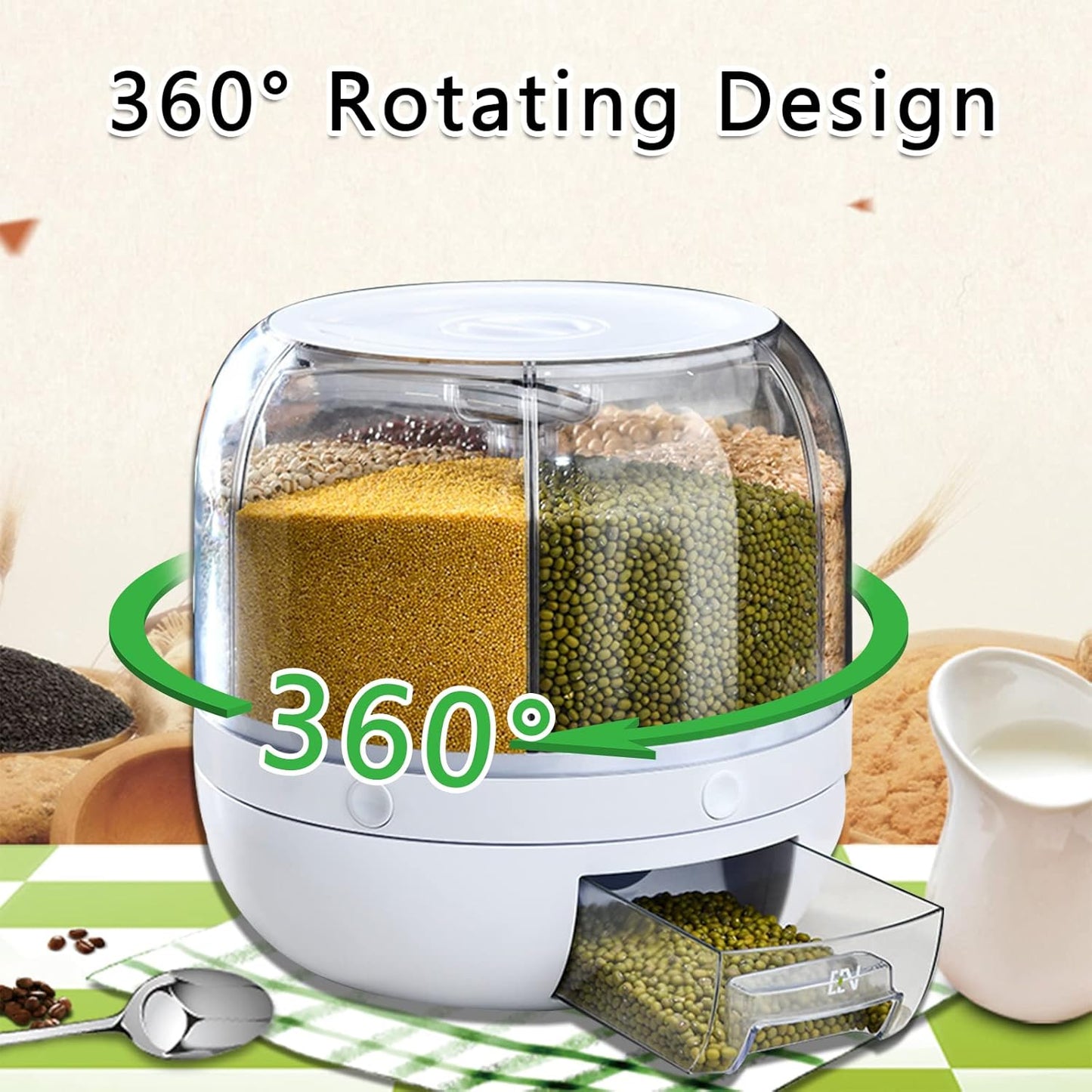 HexaDome 360° Rotating Grain Storage Container and Dispenser