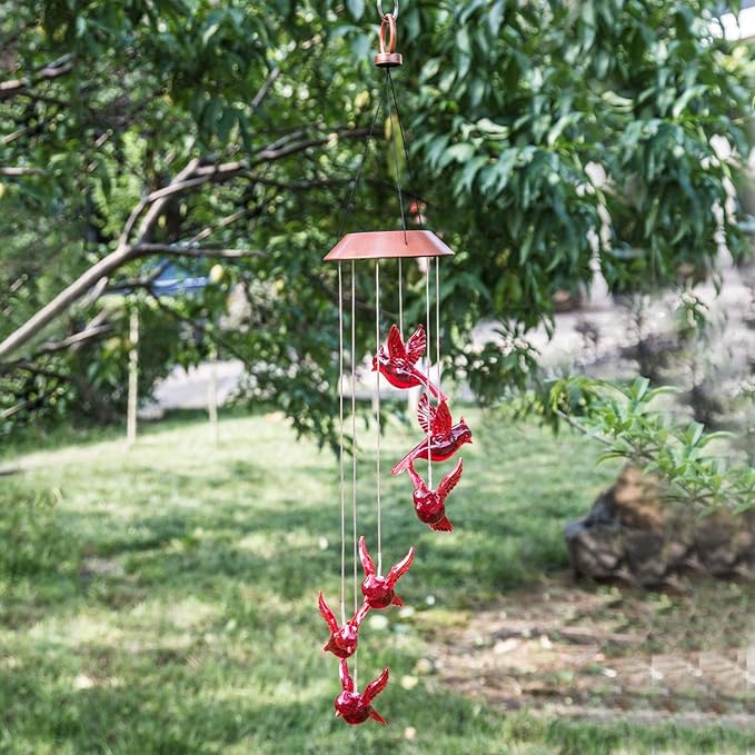 Solar Powered Cardinal Wind Chimes