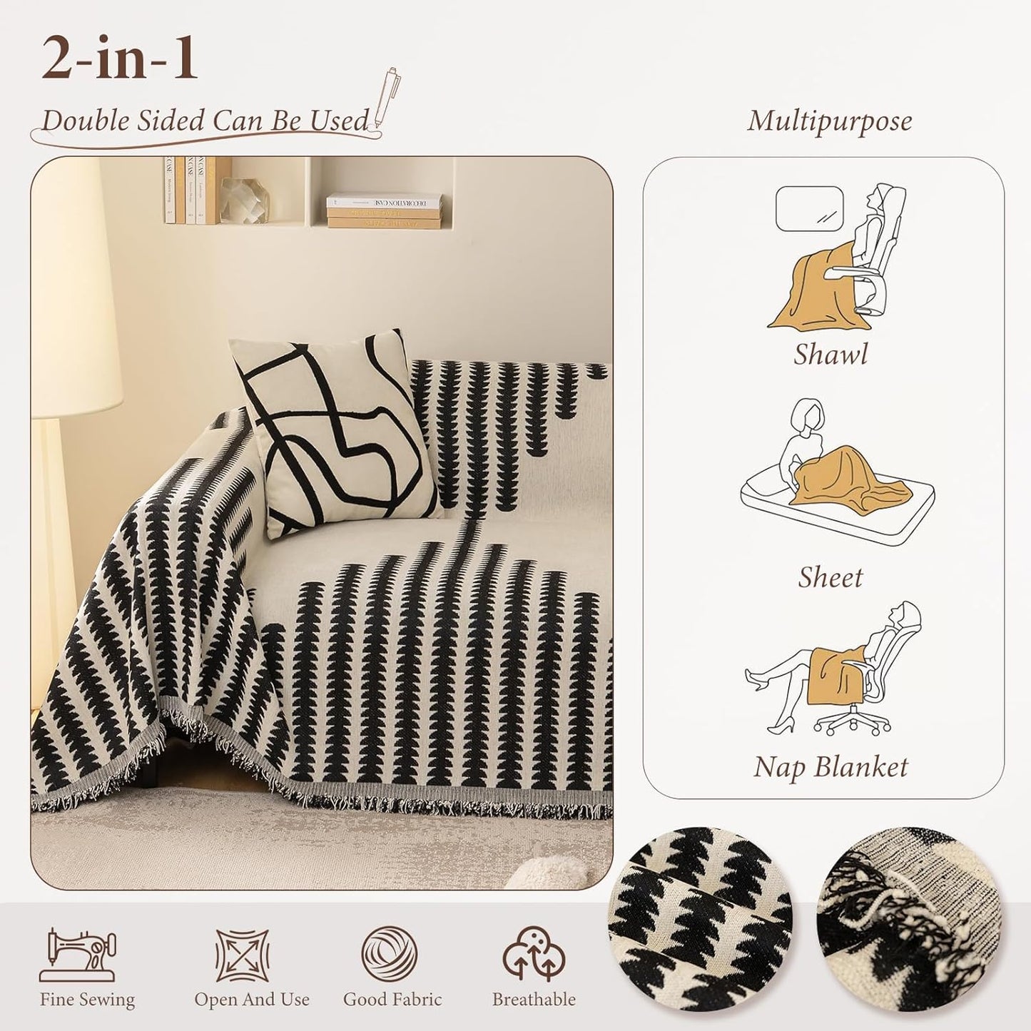 5 Seater Modern Nordic-Inspired Plush Sofa Cover