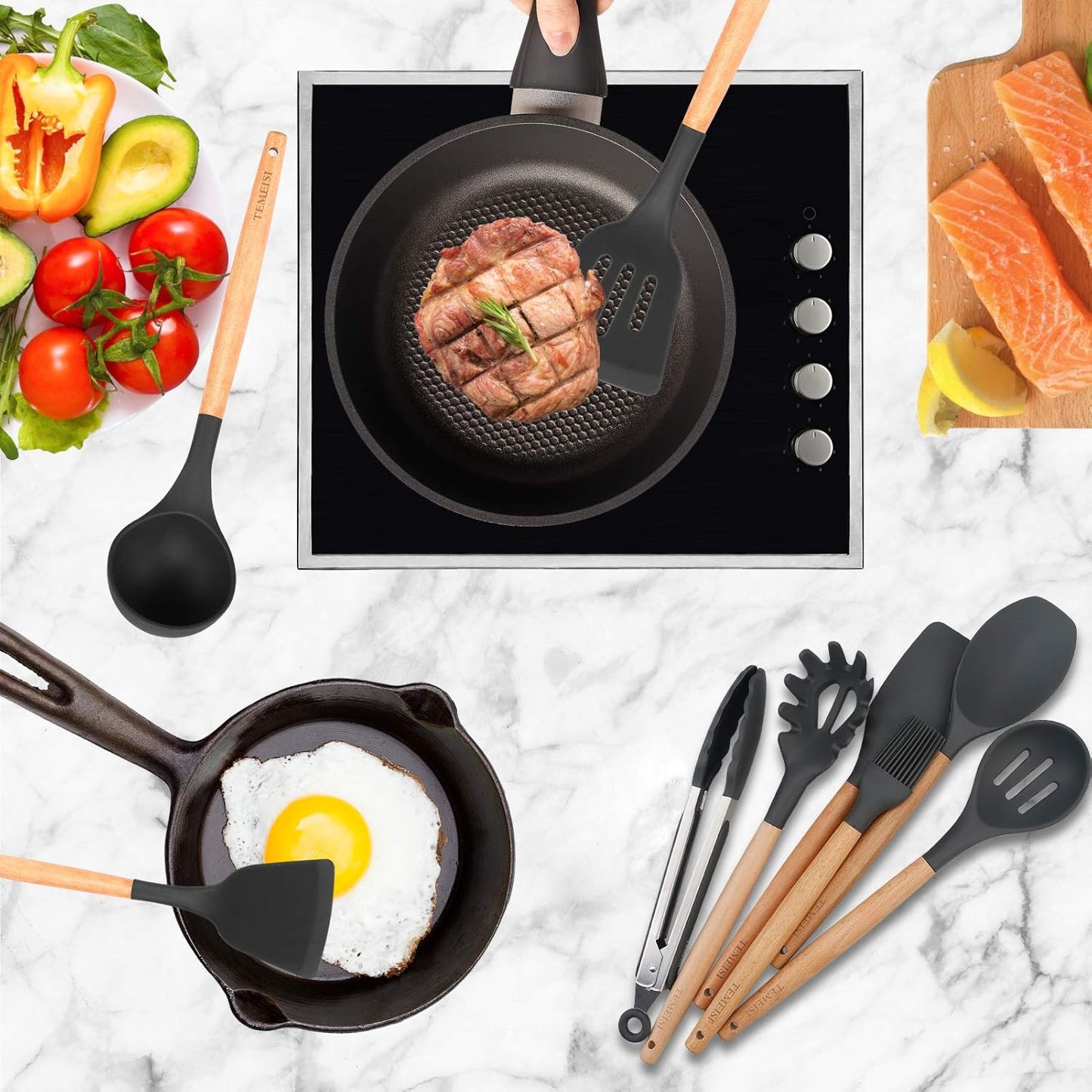 Non-Stick Wooden Multi Culinary Cookware Set