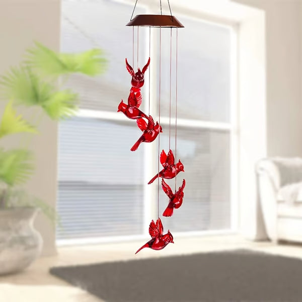 Solar Powered Cardinal Wind Chimes