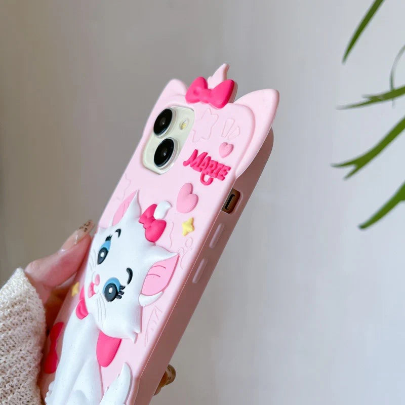 Disney Cute Pink Marie Cat Lanyard Phone Case