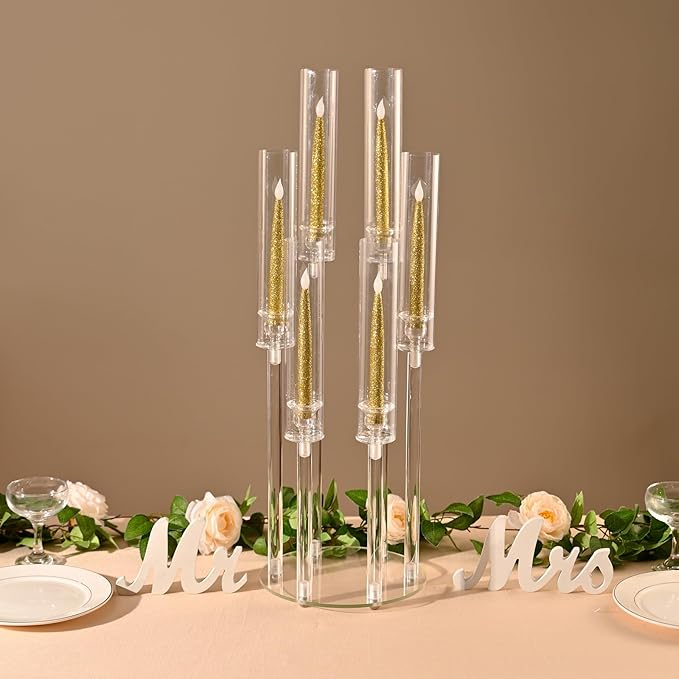 Crystal-Look Acrylic Candle Holder Set