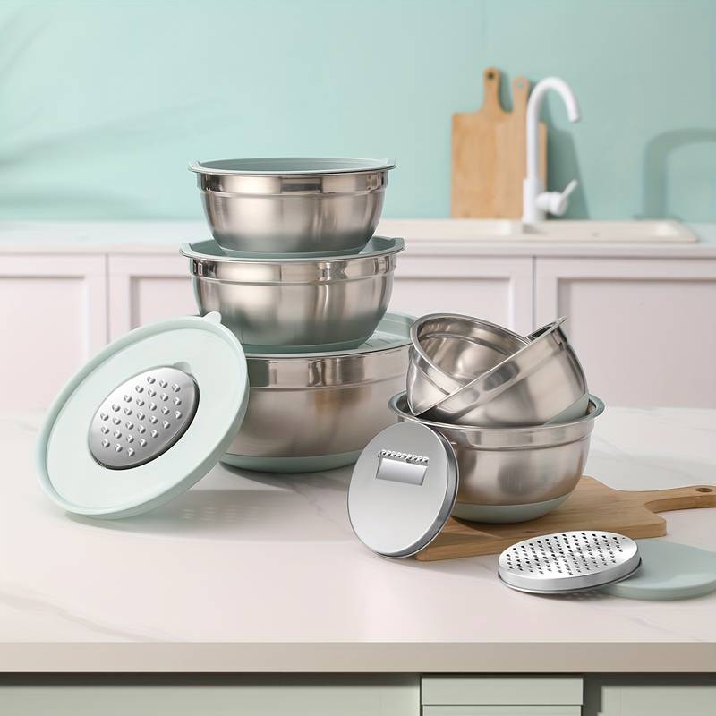15PCS Stainless Steel Mixing Bowl Set with Airtight Lids