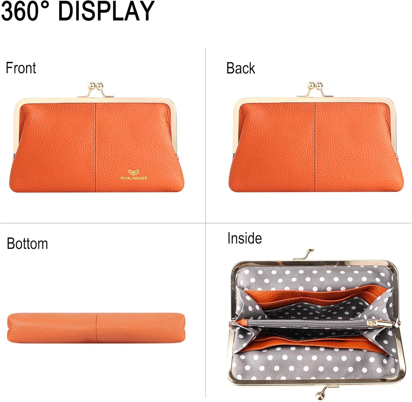 RFID Compact Leather Clutch Wallet