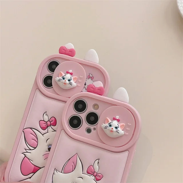 Disney Cute Pink Marie Cat Lanyard Phone Case