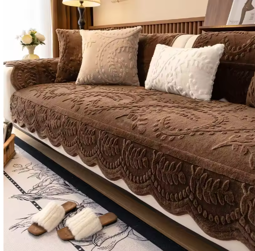 Non-Slip Warm Plush Sofa Cover