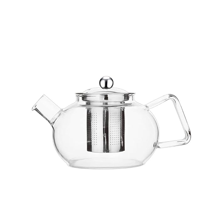 Glass Teapot with Stainless Steel Infuser & Lid