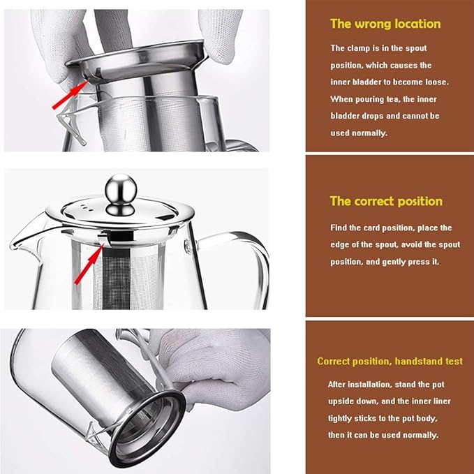 Glass Teapot with Stainless Steel Infuser & Lid