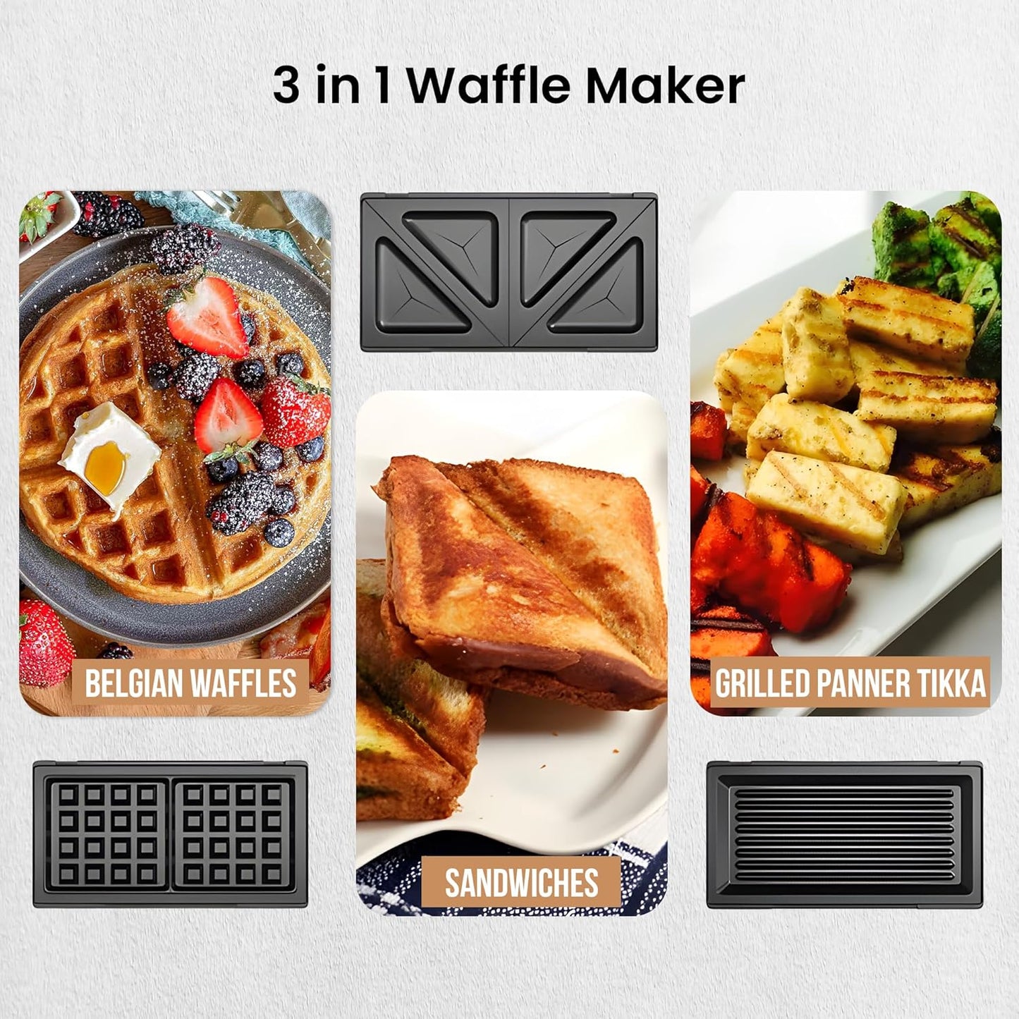 3-in-1 Sandwich & Waffle Maker