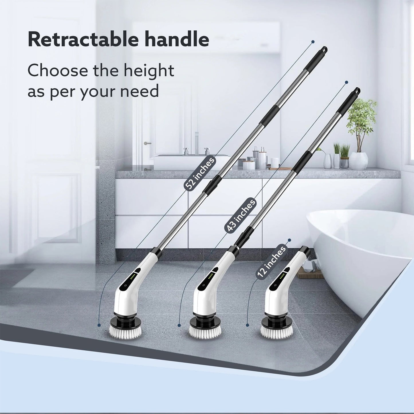 PowerSpin Electric Scrubber - 400 RPM with 8 Replaceable Heads, 90-Min Run time