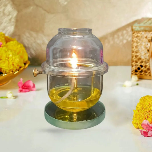 Glass Akhand Jyot Diya
