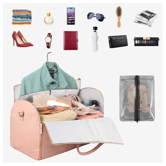 2 in 1 Foldable PU Leather Duffle Bag
