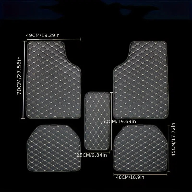 5-piece waterproof leather car mat set