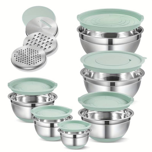 15PCS Stainless Steel Mixing Bowl Set with Airtight Lids