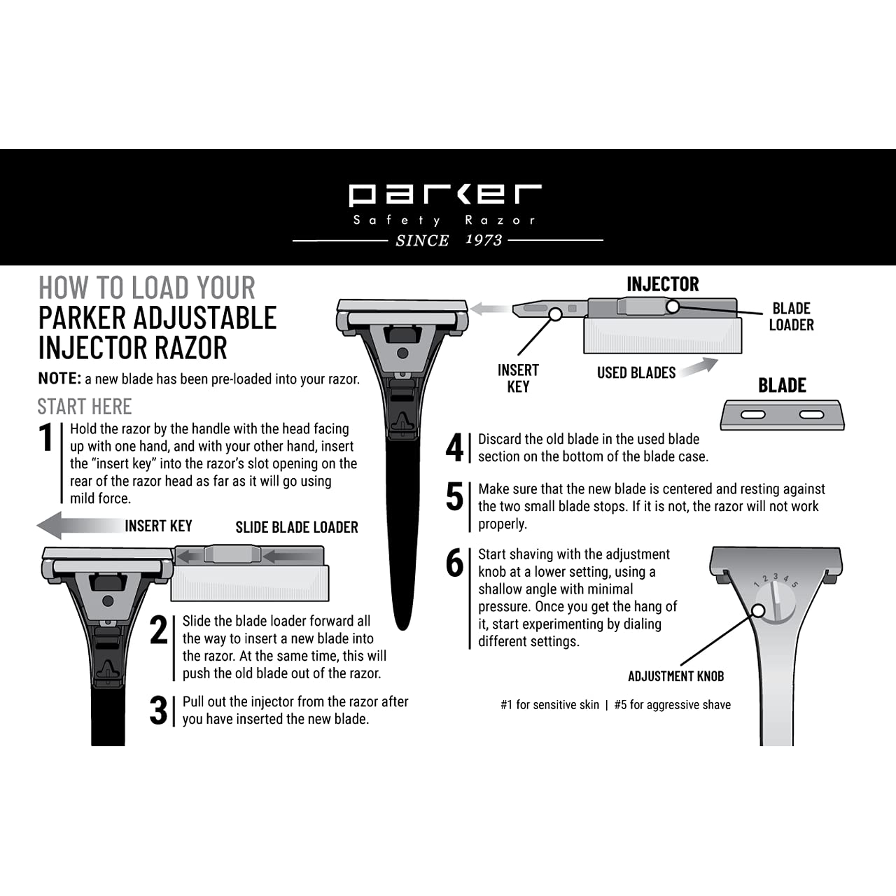 Adjustable Injector Safety Razor – Single Edge Razor with Customizable Shave Dial & 20 Blades Included