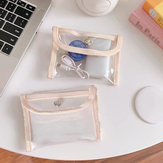 Clear Transparent Cosmetic Organizer Pouch - Pack of 3