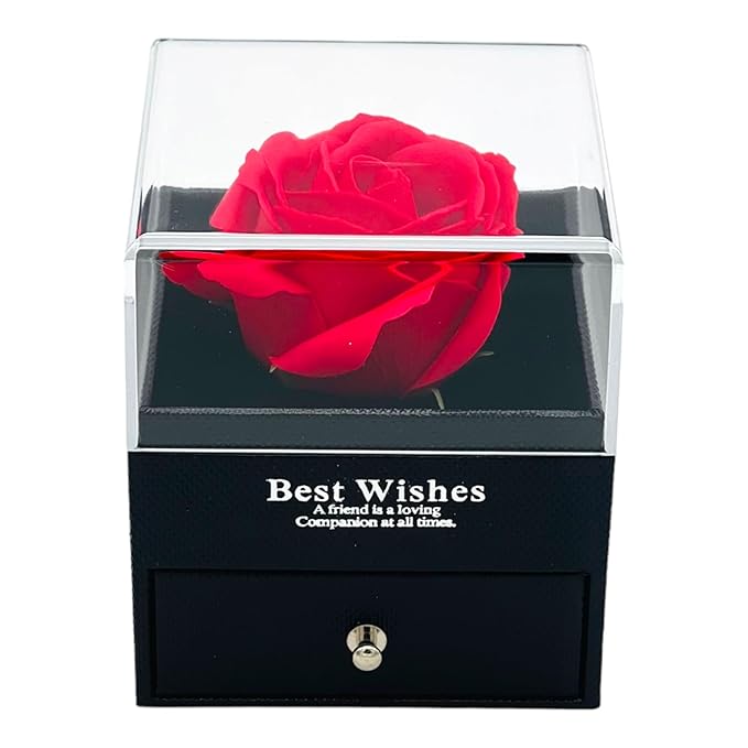 Acrylic Preserved Rose Flower Premium Box with Necklace