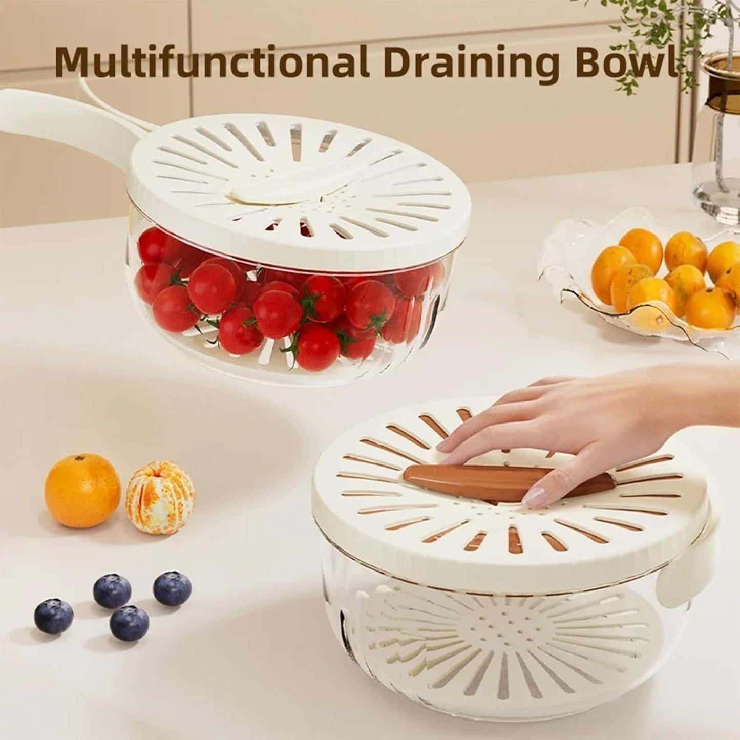 Bilayer Fruit and Vegetable Colander Strainer Bowl