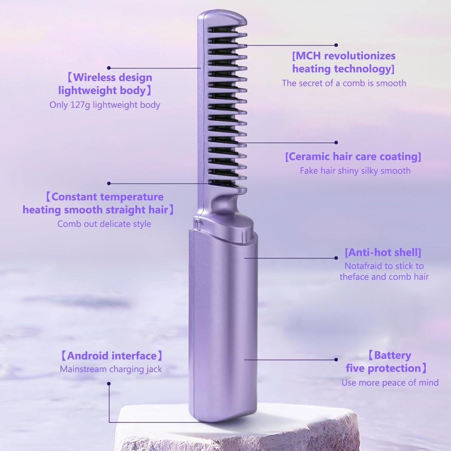 Cordless Styling Comb Portable Mini Hair Straightener