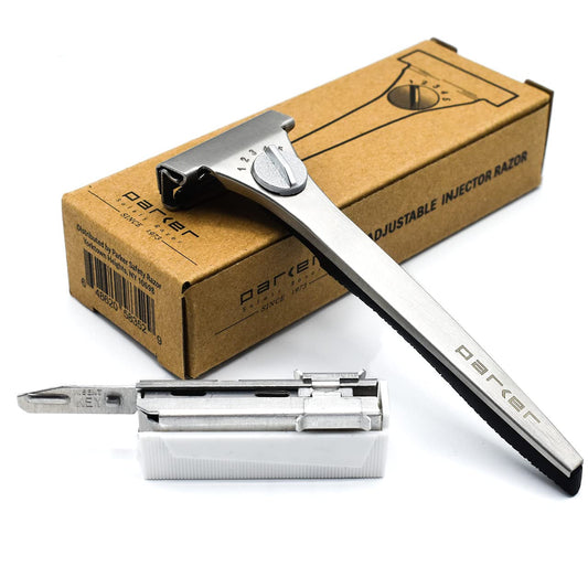 Adjustable Injector Safety Razor – Single Edge Razor with Customizable Shave Dial & 20 Blades