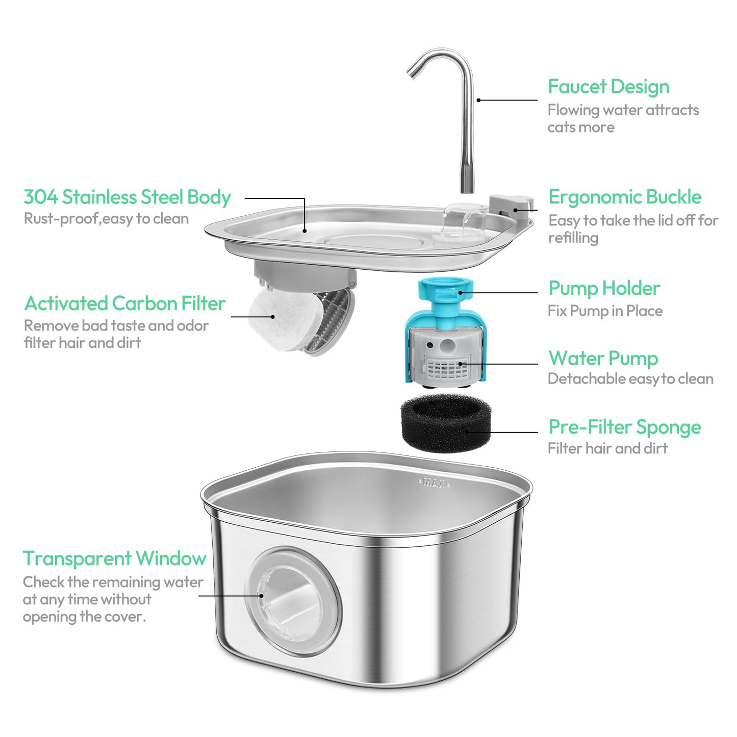 Stainless Steel Pet Fountain