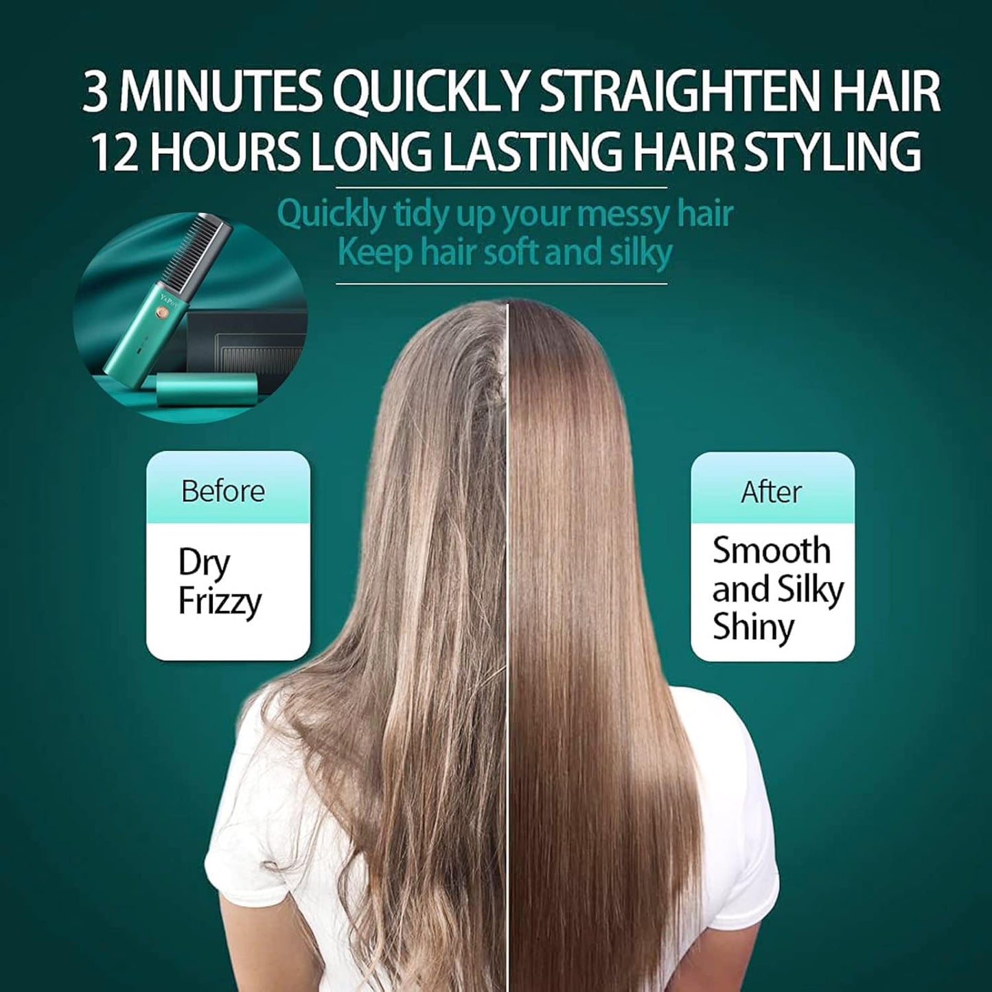 Cordless Styling Comb Portable Mini Hair Straightener