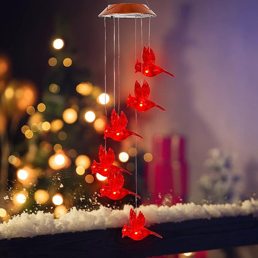 Solar Powered Cardinal Wind Chimes