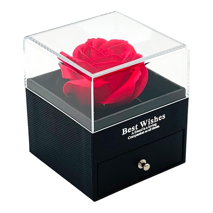 Acrylic Preserved Rose Flower Premium Box with Necklace