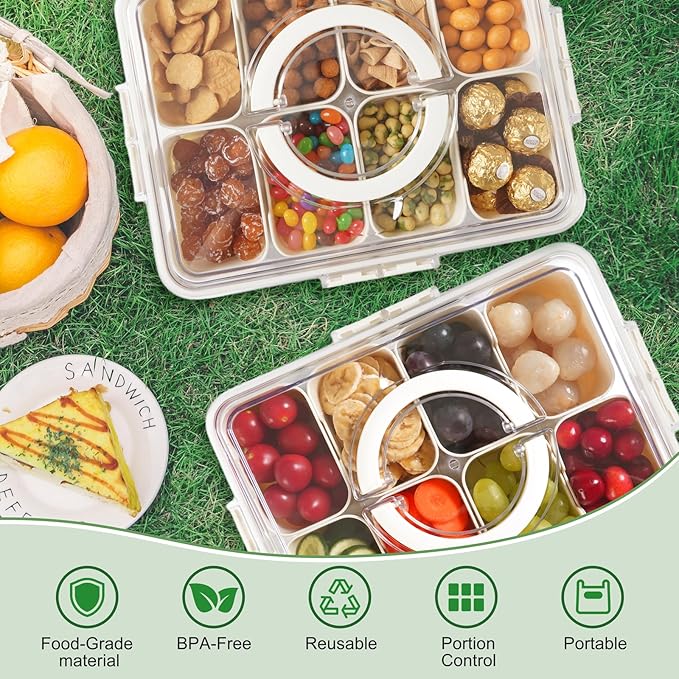 8-Compartment Divided Snack Box