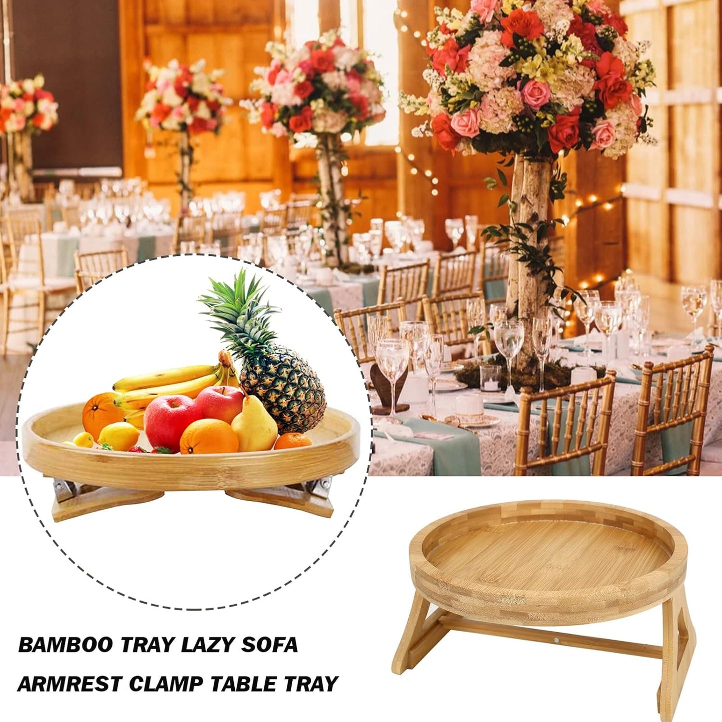 Adjustable Bamboo Sofa Arm Tray