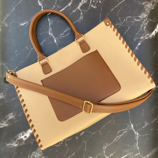 Trendy Two-Tone Office Laptop Tote