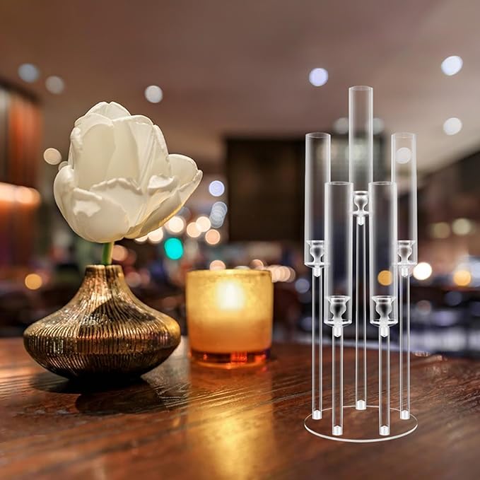 Crystal-Look Acrylic Candle Holder Set