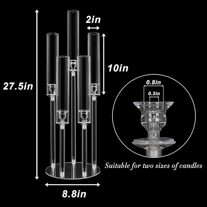Crystal-Look Acrylic Candle Holder Set