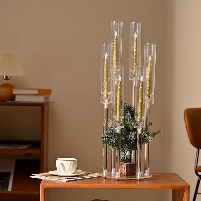 Crystal-Look Acrylic Candle Holder Set