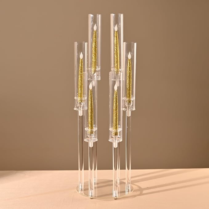 Crystal-Look Acrylic Candle Holder Set