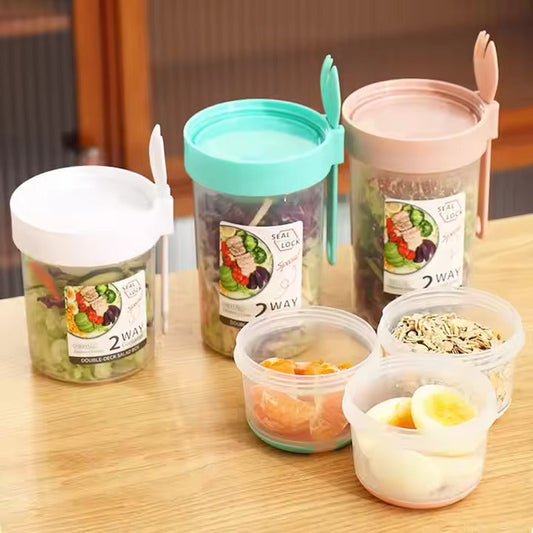 Dual-Compartment Smart Meal Multicolor Containers (Set of 3)