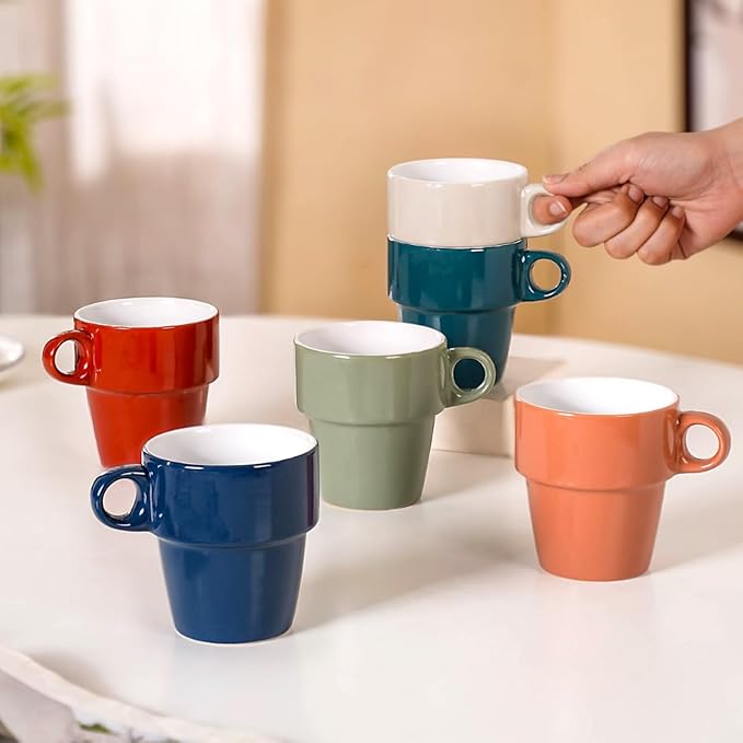 6-Piece Stackable Ceramic Espresso Cups