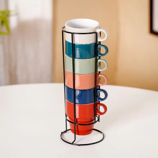 6-Piece Stackable Ceramic Espresso Cups