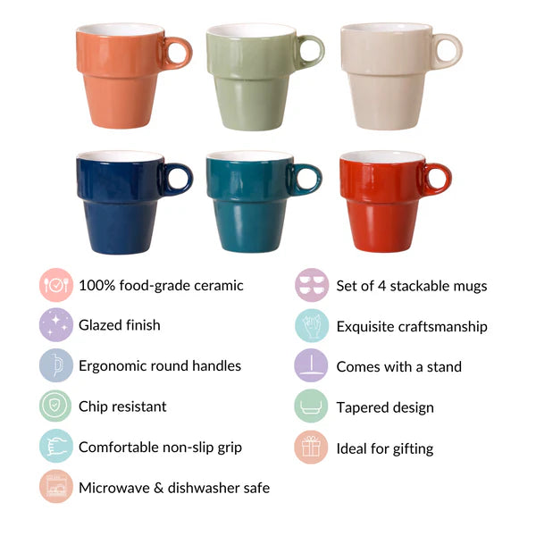 6-Piece Stackable Ceramic Espresso Cups