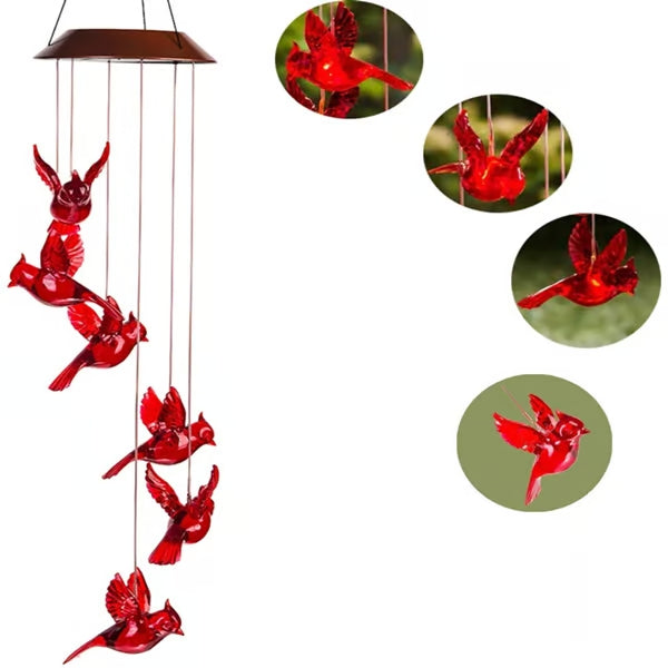 Solar Powered Cardinal Wind Chimes