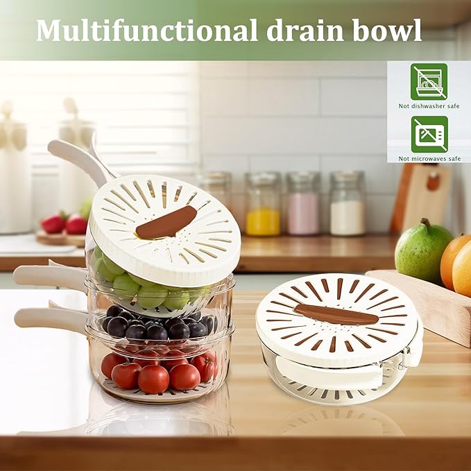 2-in-1 Fruit Washer & Storage Basket with Lid