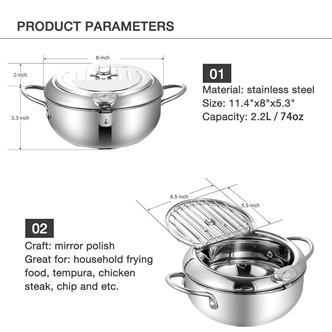 Stainless Steel Japanese Style Frying Pot
