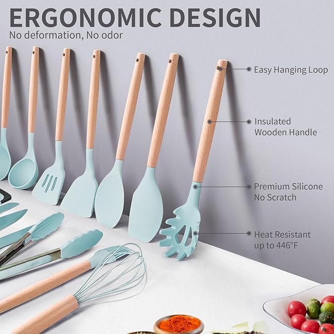 19 PCS Silicone Kitchen Utensils Set